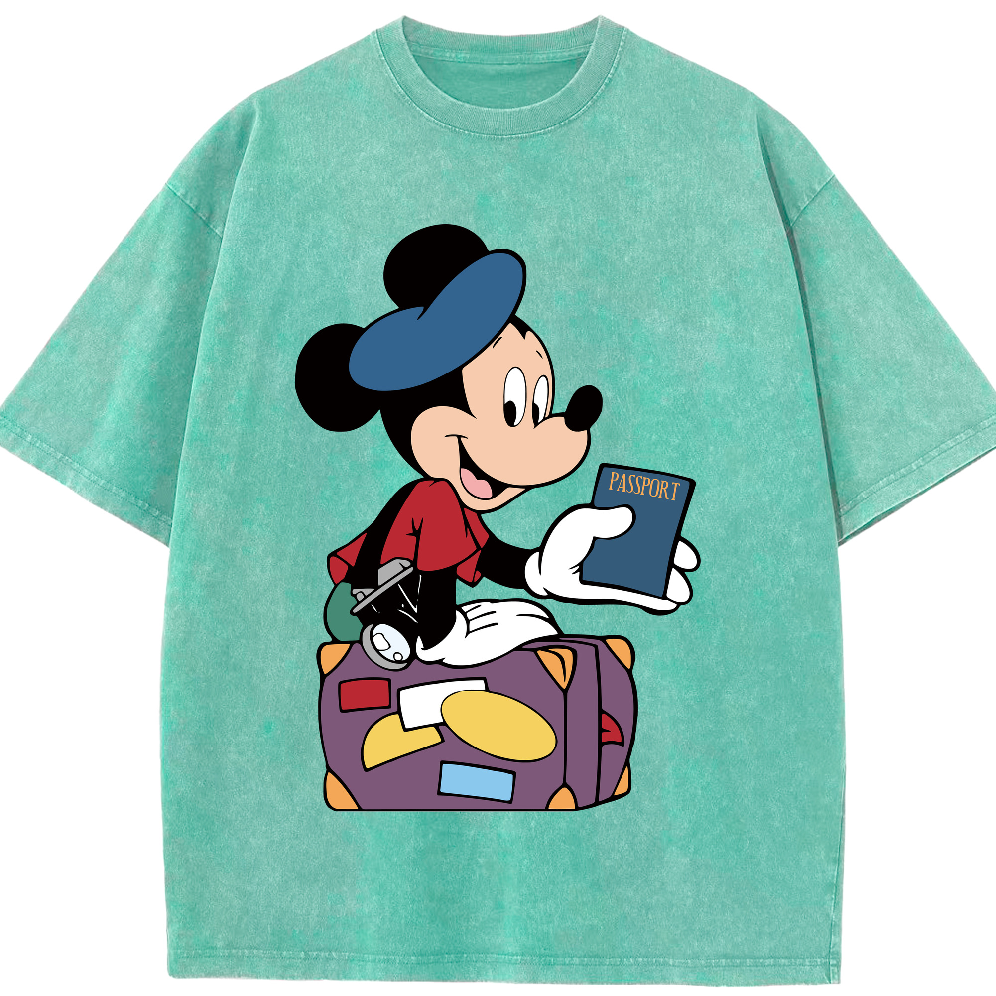 （画像用） ミッキーマウス Mickey Mouse 綿100% ヴィンテージ風 半袖Tシャツ（フロントプリント）